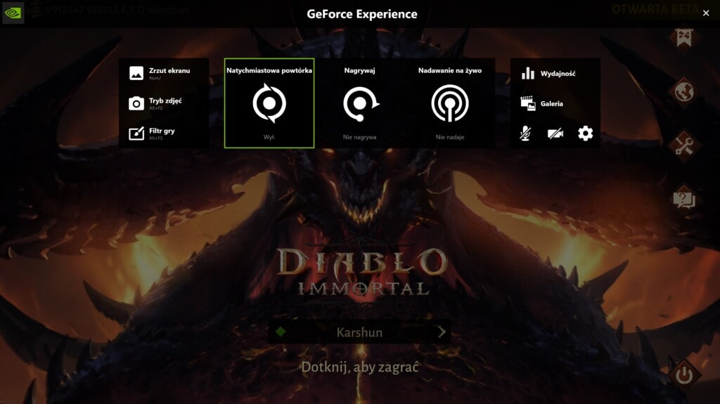 Nakładka GeForce Experience