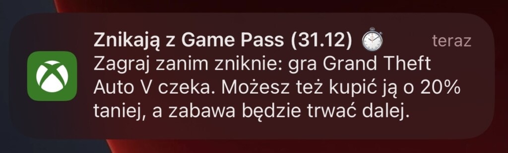 aplikacja Xbox Game Pass GTA 5 usuwane